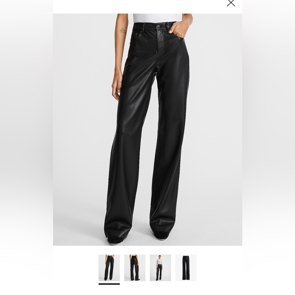 Express High Waisted Faux Leather Wide Leg Pant